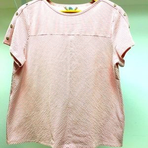 Croft and Barrow red and white striped shirt. Made in Indonesia. 
PXL